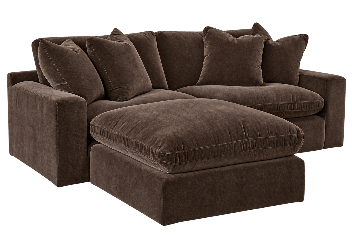 Monaco 2-Piece Loveseat + Ottoman in Bittersweet — configuration angle 6, transparent background