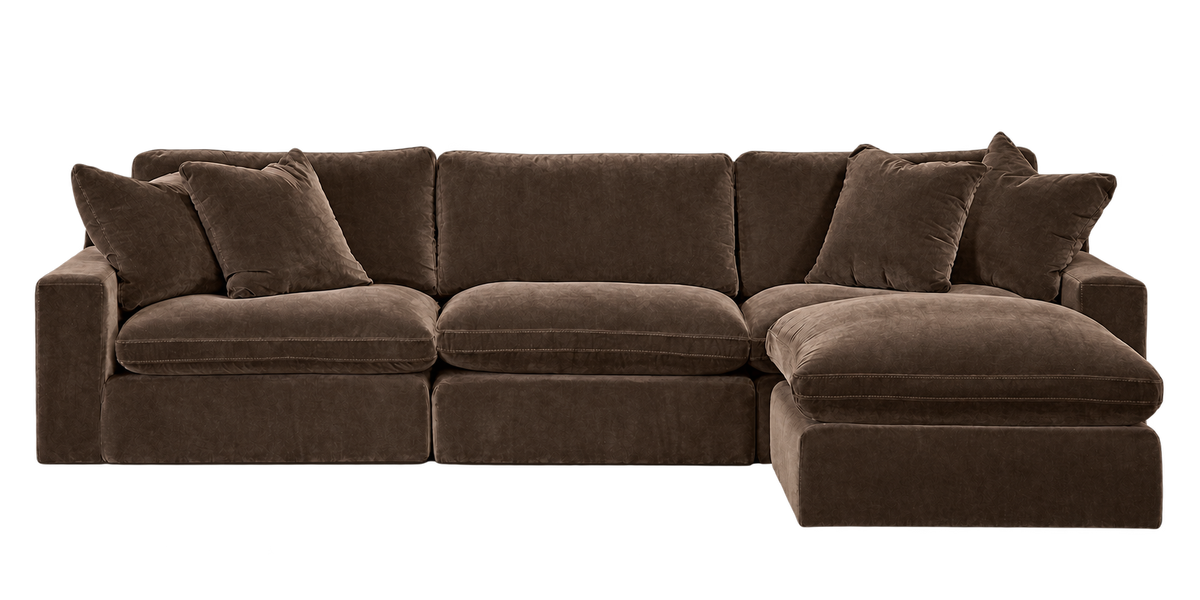 Monaco 3-Piece Sofa + Ottoman in Bittersweet — configuration angle 5, transparent background