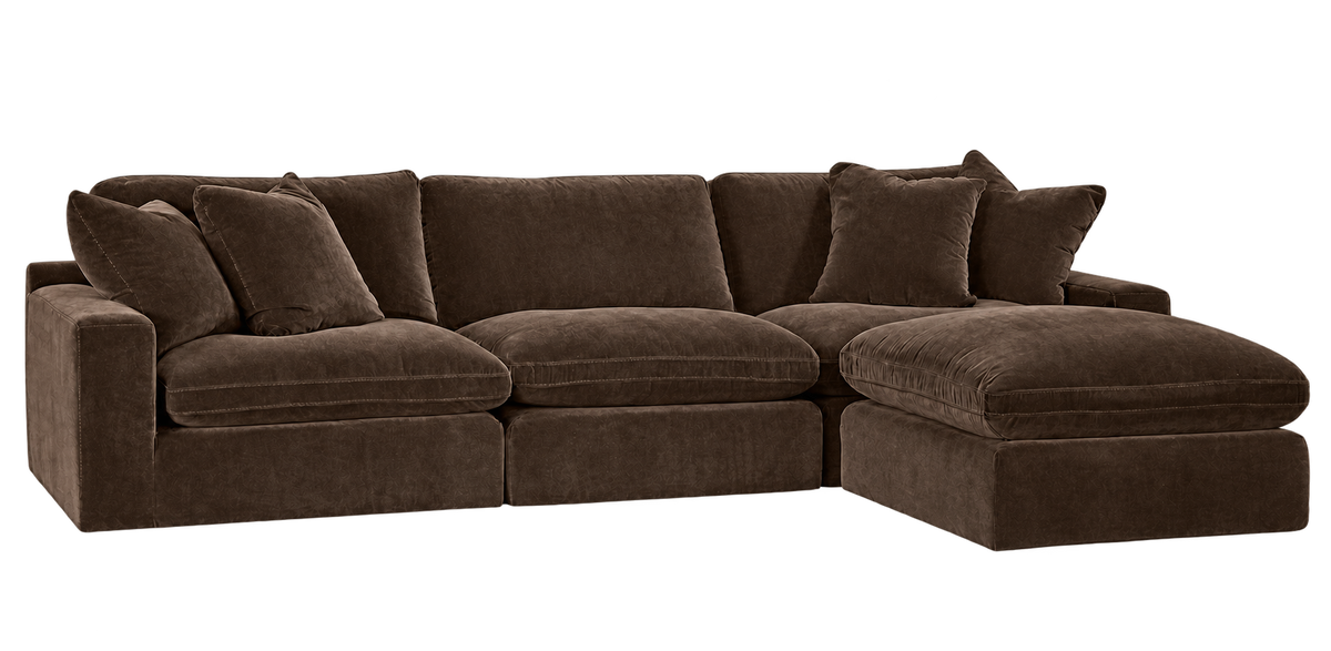 Monaco 3-Piece Sofa + Ottoman in Bittersweet — configuration angle 6, transparent background