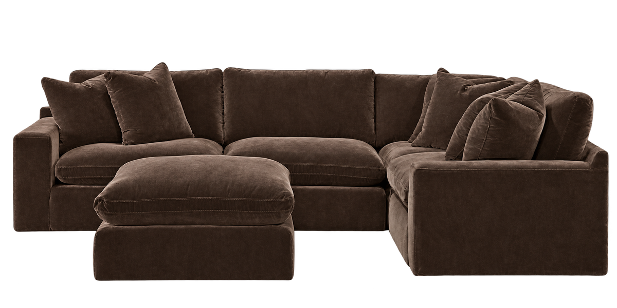 Monaco 4-Piece L-Shaped Sectional + Ottoman in Bittersweet — configuration angle 5, transparent background