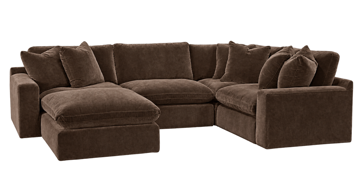 Monaco 4-Piece L-Shaped Sectional + Ottoman in Bittersweet — configuration angle 6, transparent background
