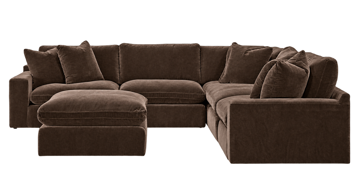 Monaco 5-Piece Corner Sectional + Ottoman in Bittersweet — configuration angle 5, transparent background