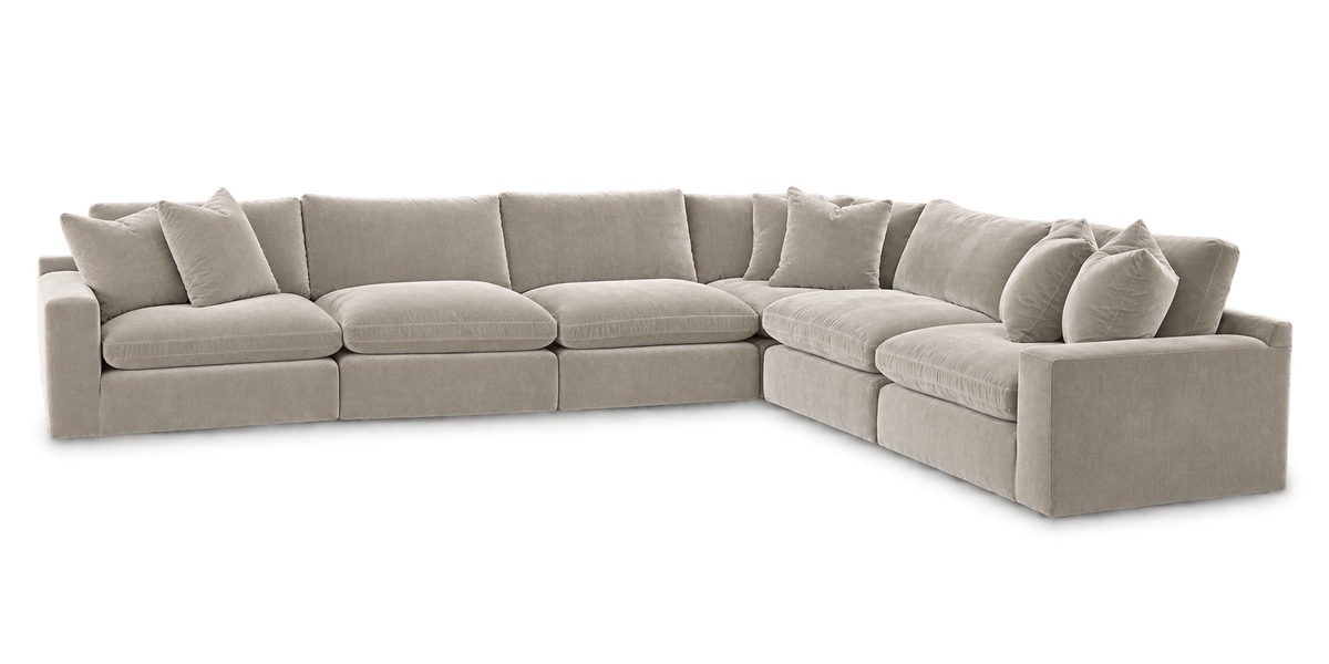 Monaco 6-Piece L-Shaped Sectional in Pebble — configuration angle 2, transparent background; color visualization