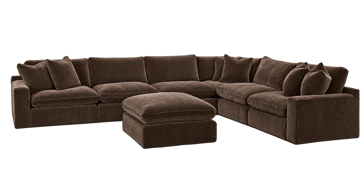 Monaco 6-Piece L-Shaped Sectional + Ottoman in Bittersweet — configuration angle 6, transparent background