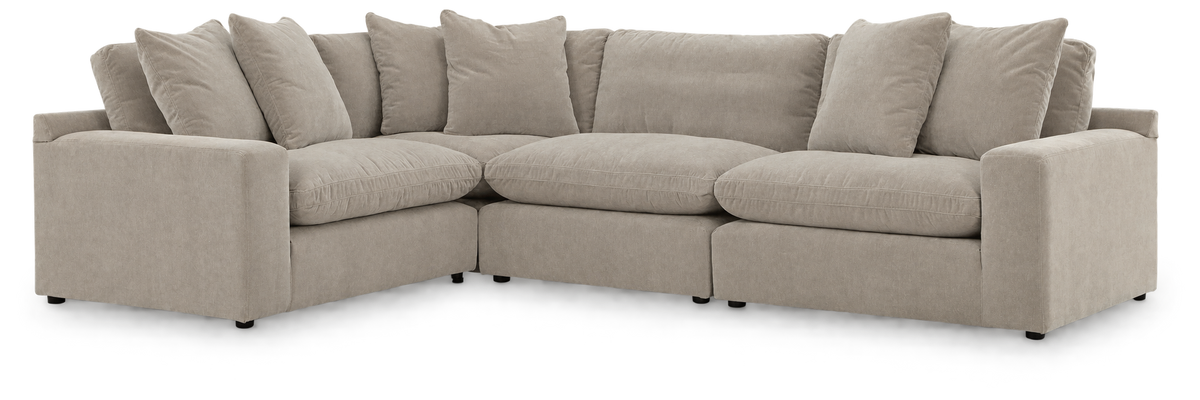 Monaco 4-Piece L-Shaped Sectional in Pebble — configuration angle 1, transparent background