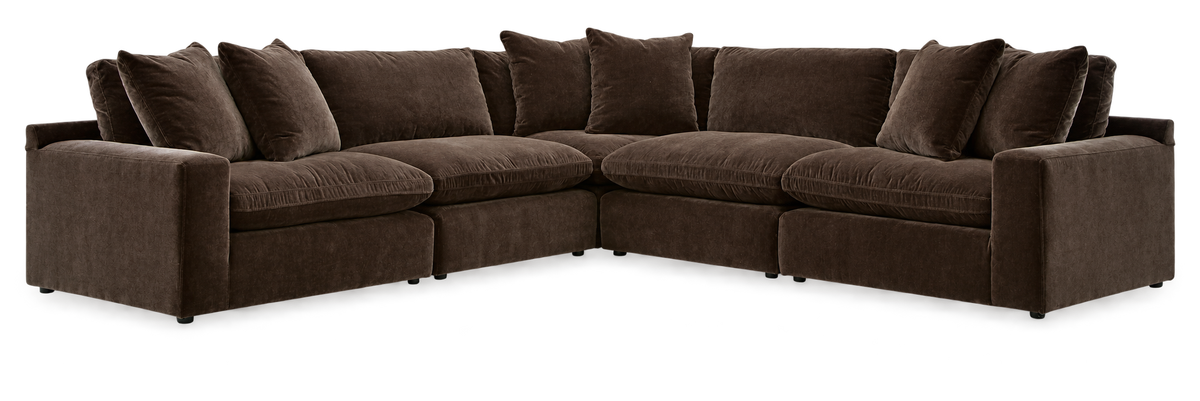 Monaco 5-Piece Corner Sectional in Bittersweet — configuration angle 4, transparent background