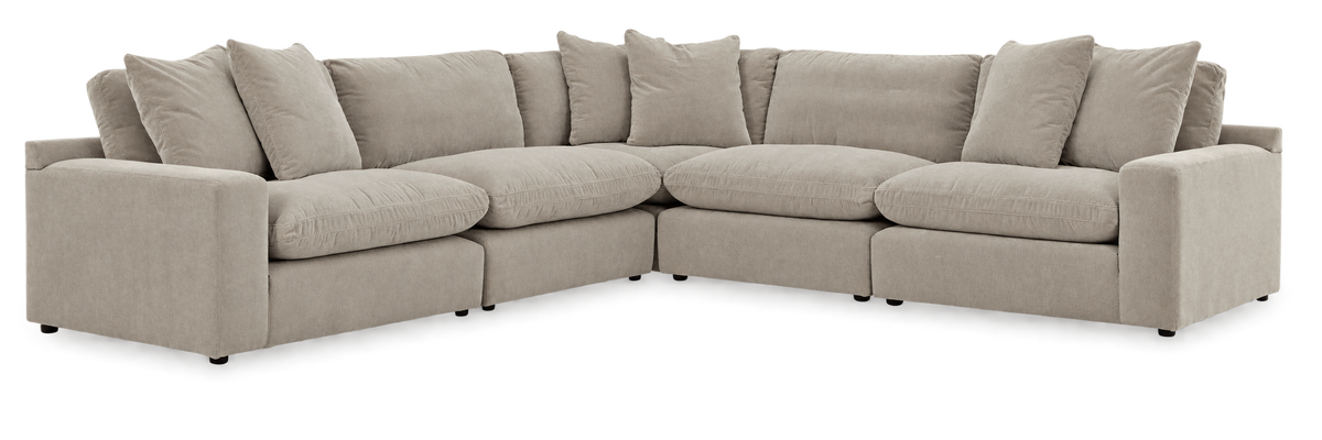 Monaco 5-Piece Corner Sectional in Pebble — configuration angle 1, transparent background